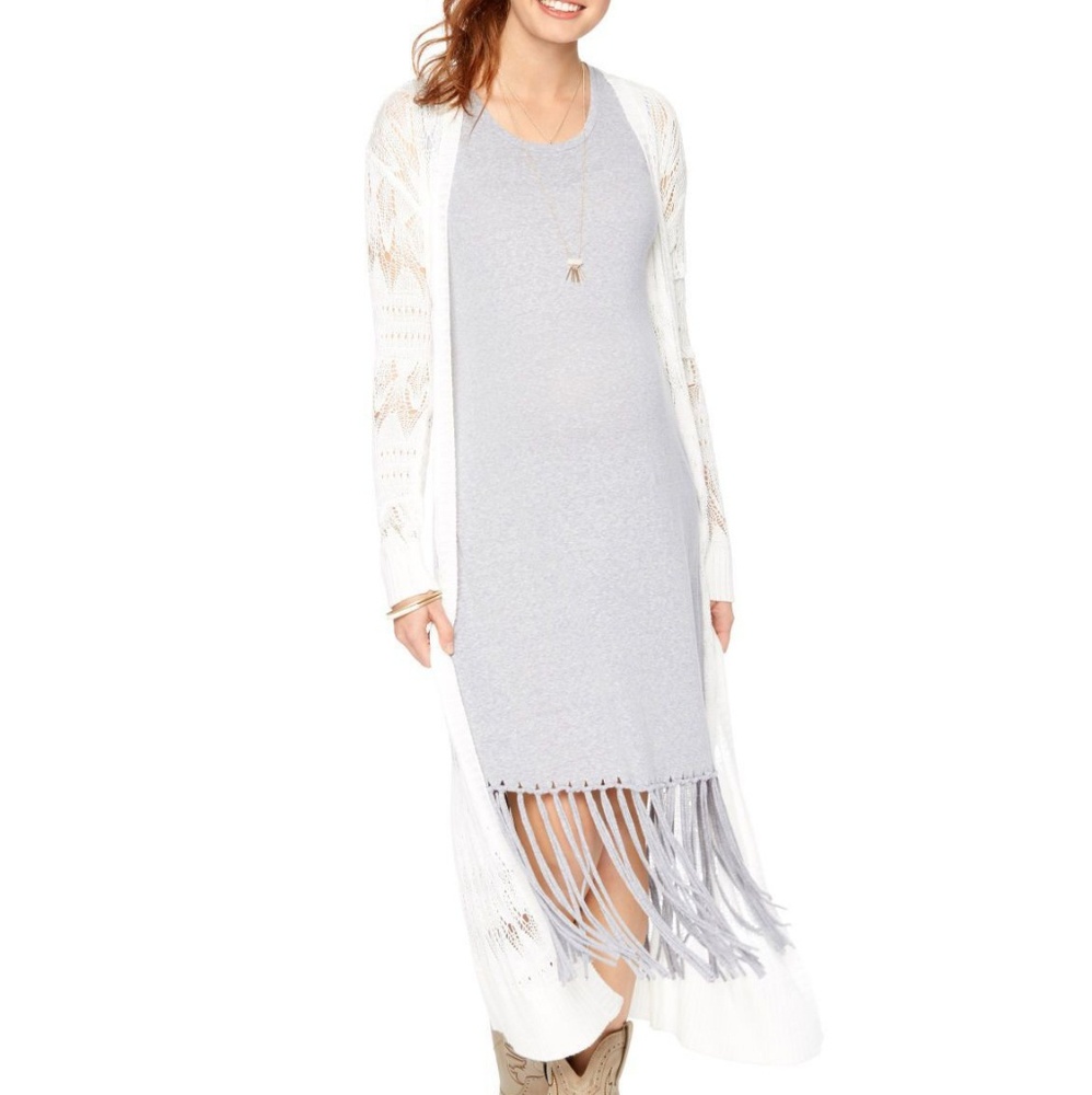 Knit long white duster